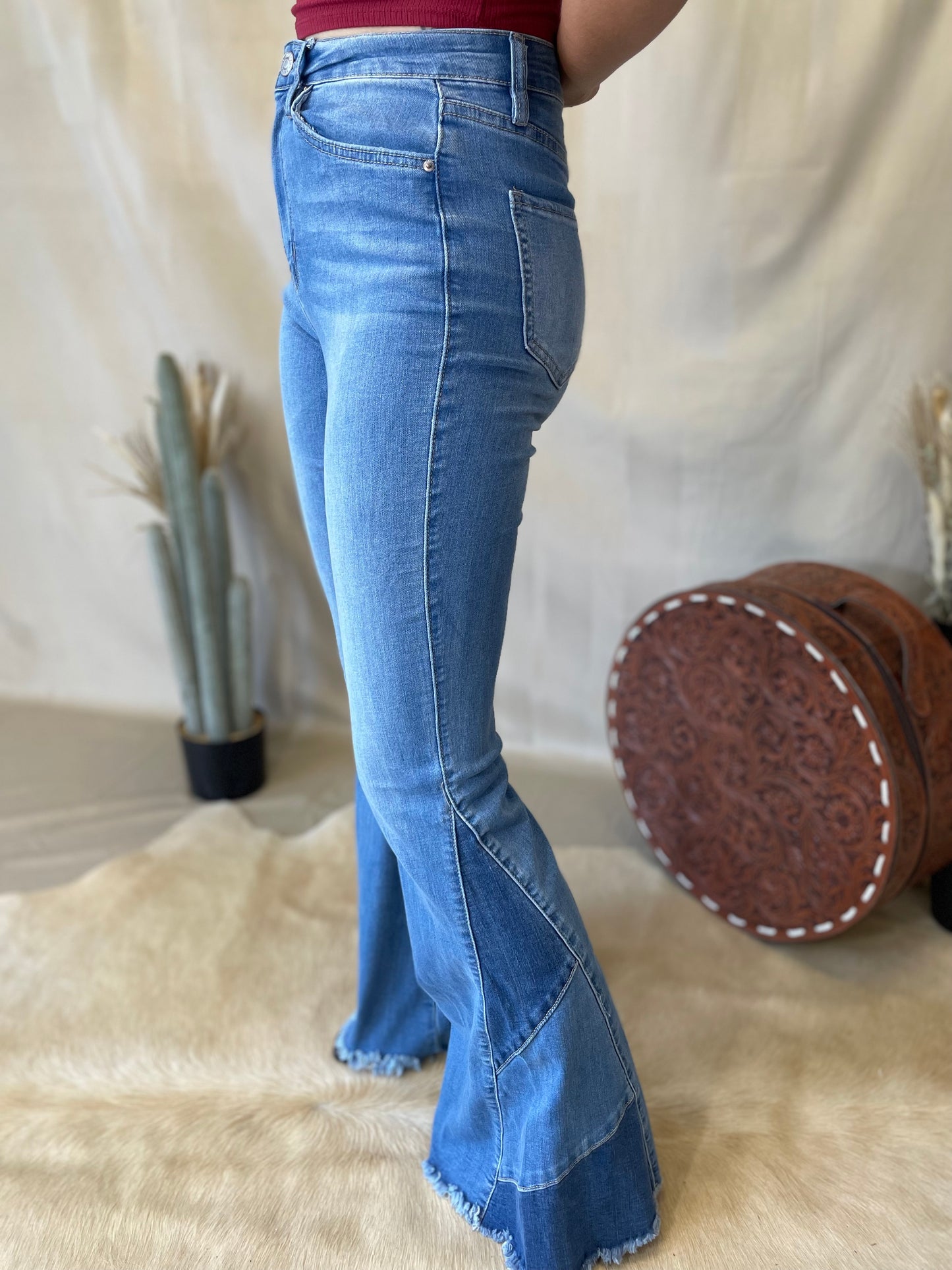 Bella Patchwork Flare Jeans