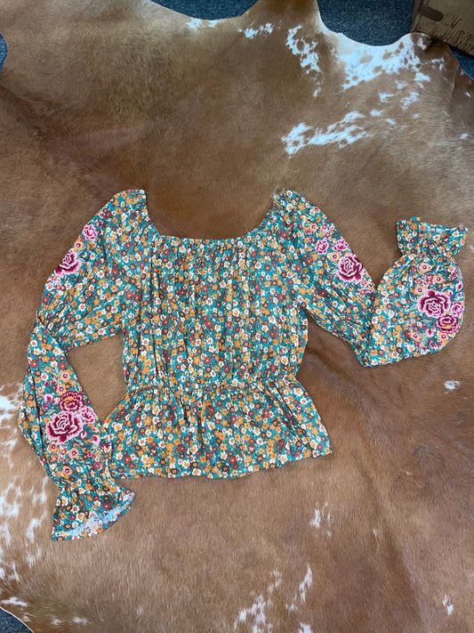 Autumn Blooms Embroidered Top