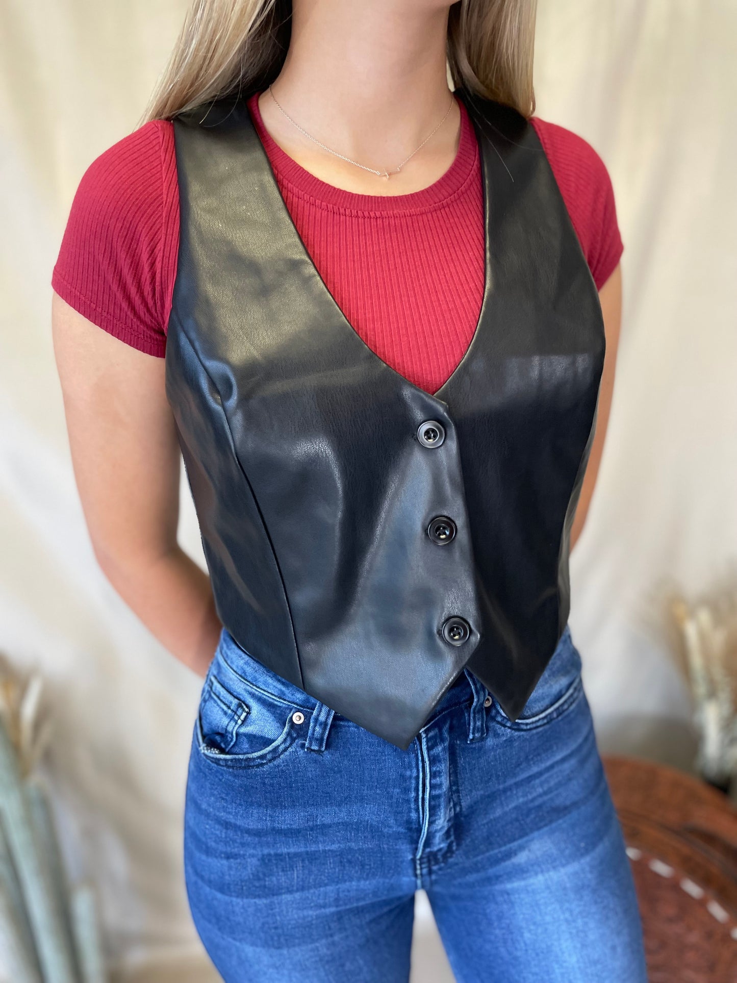 Punchy Faux Leather Vest