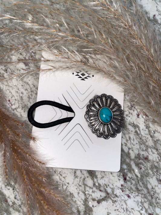 Turquoise Concho Hair Tie