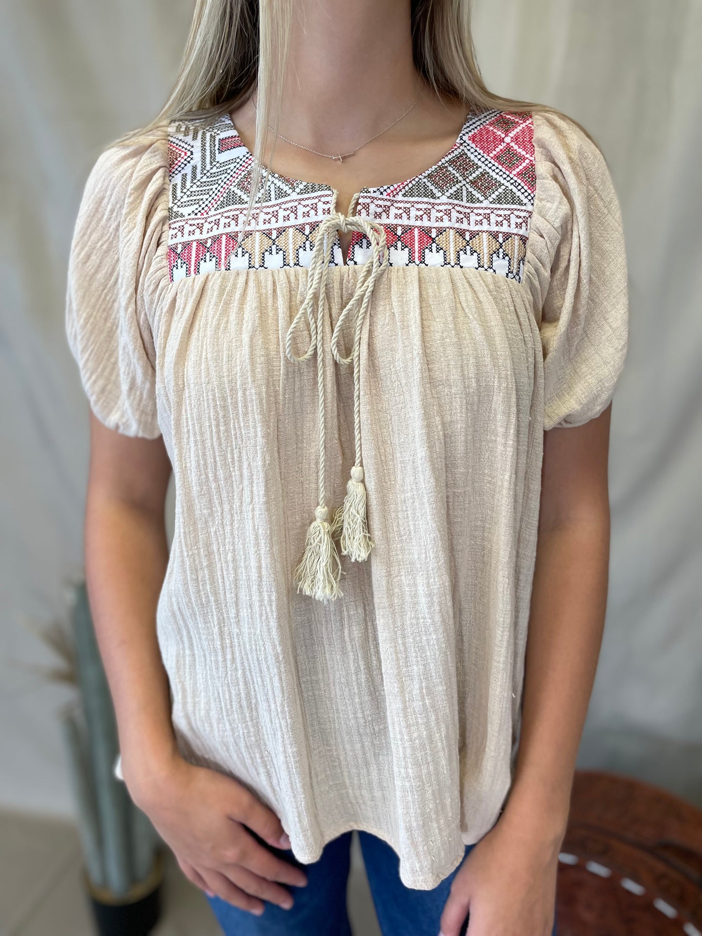 Western Wanderer Aztec Tassel Top