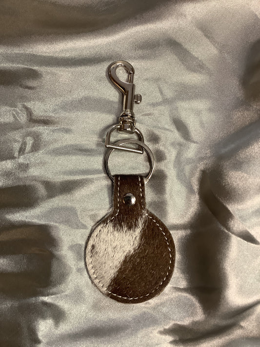 Double Sided Cowhide Circle Keychain