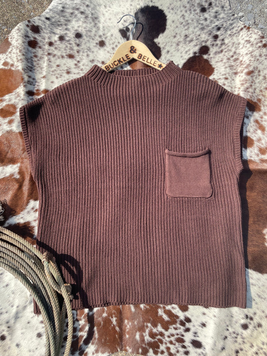 Basic Mock Neck Sweater // Chocolate