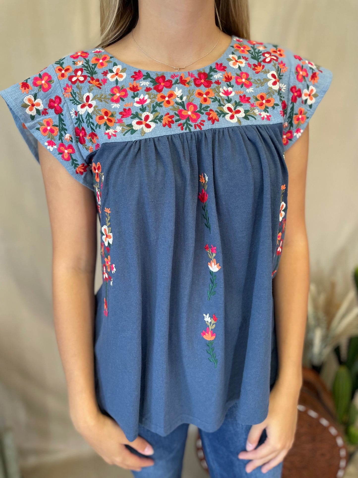 Secret  Garden Sleeveless Embroidered Top