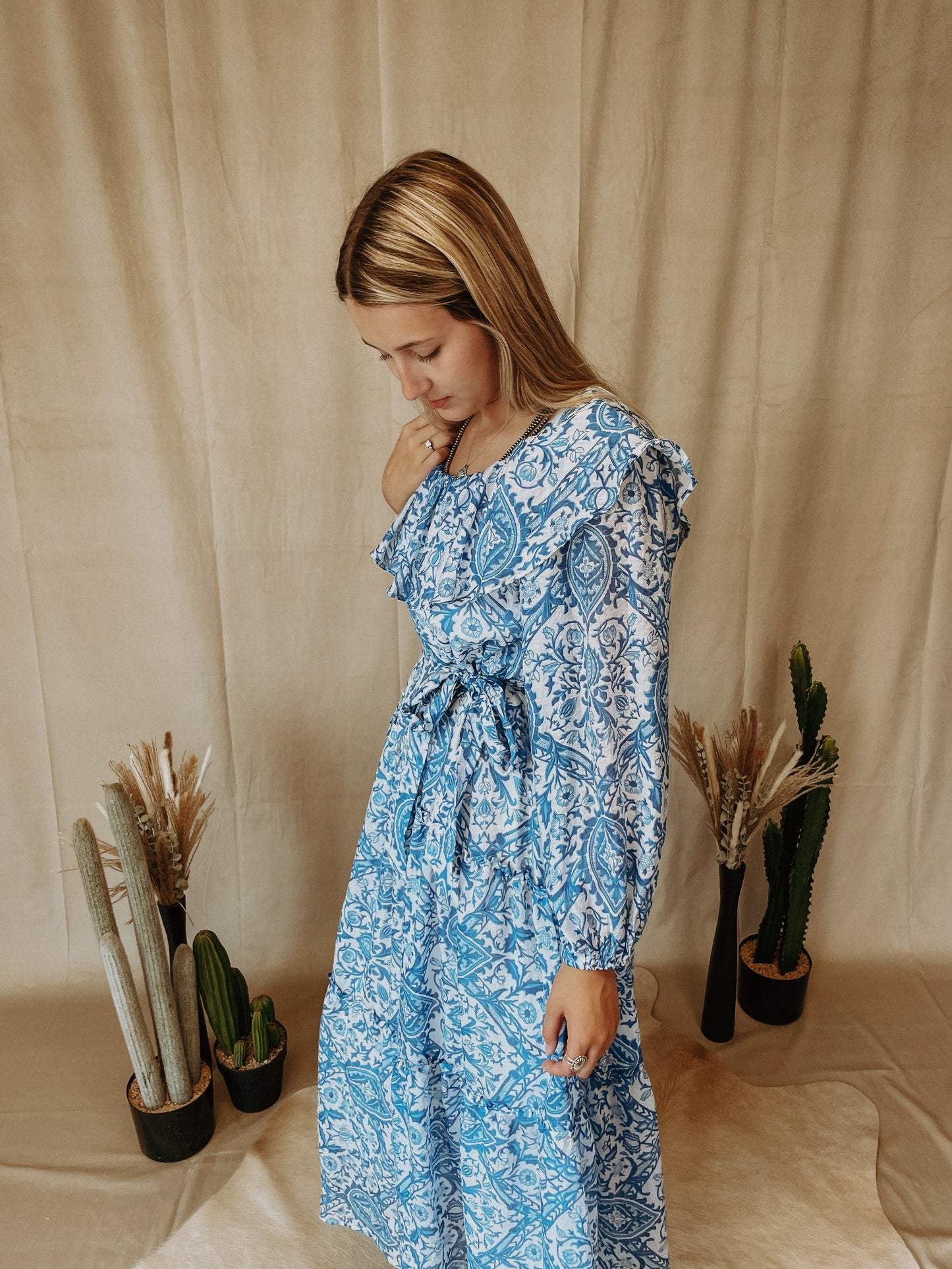 English Blue Floral Dress