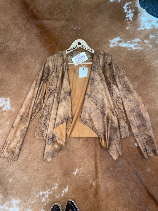 Snakeskin Faux Suede Cardigan