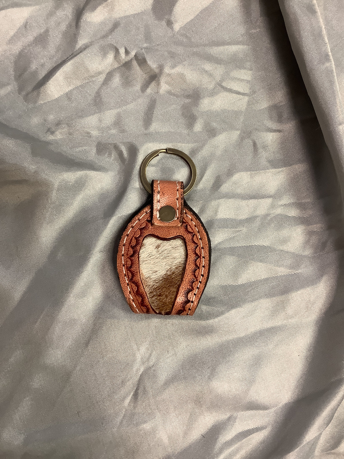 Saddle Stitch Cowhide Loop Keychain