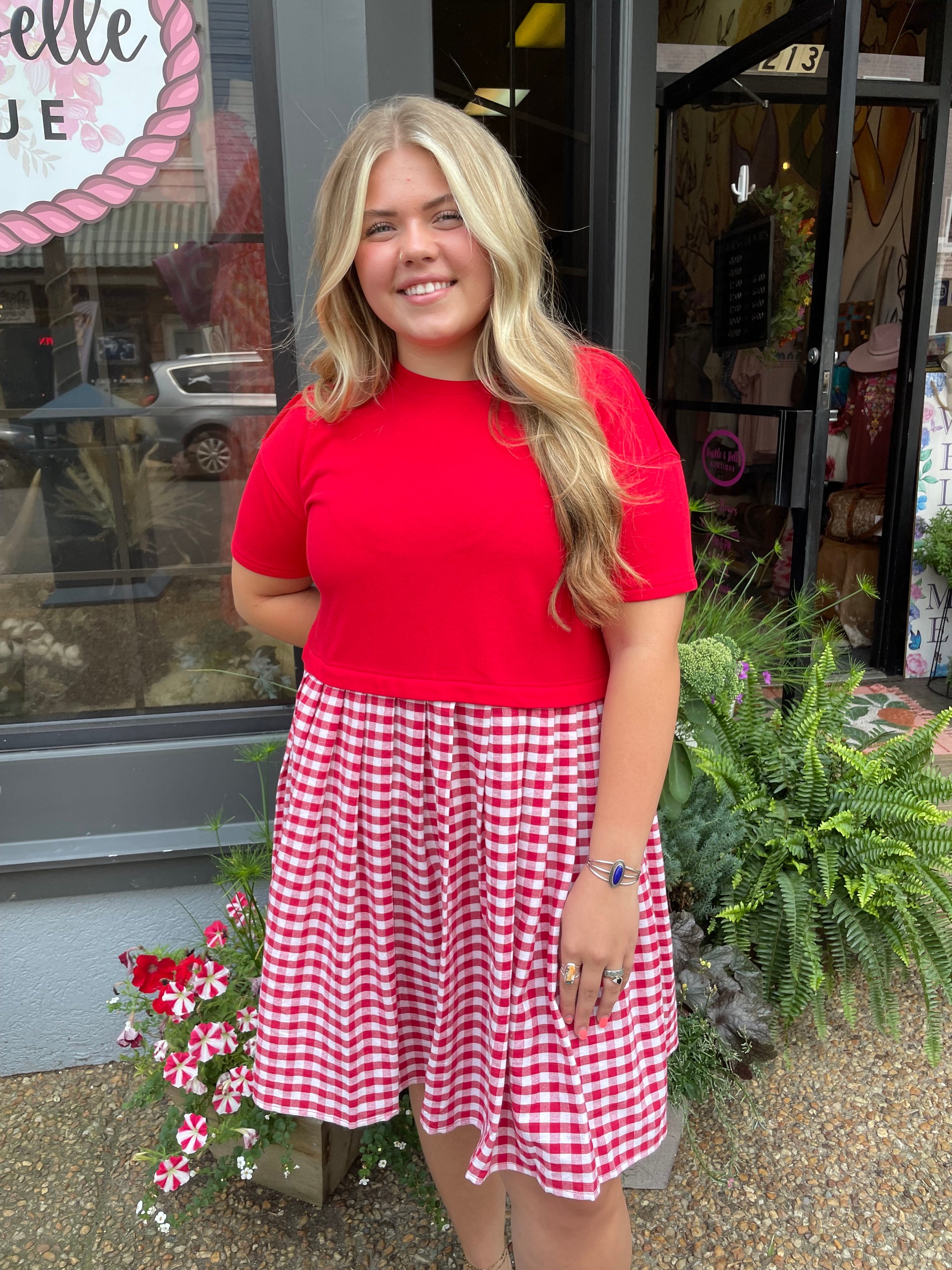 Gingham T-Shirt Dress S