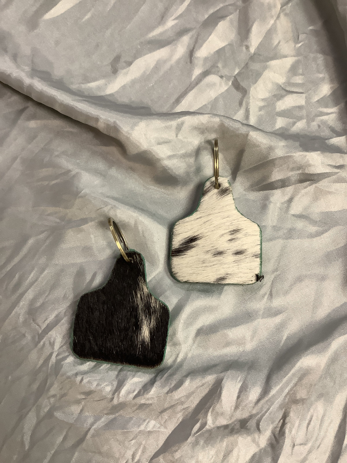 Cowhide Ear Tag Keychain // Turquoise
