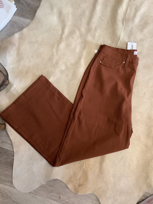 Maggie Stretch Wide Leg Jeans // Copper