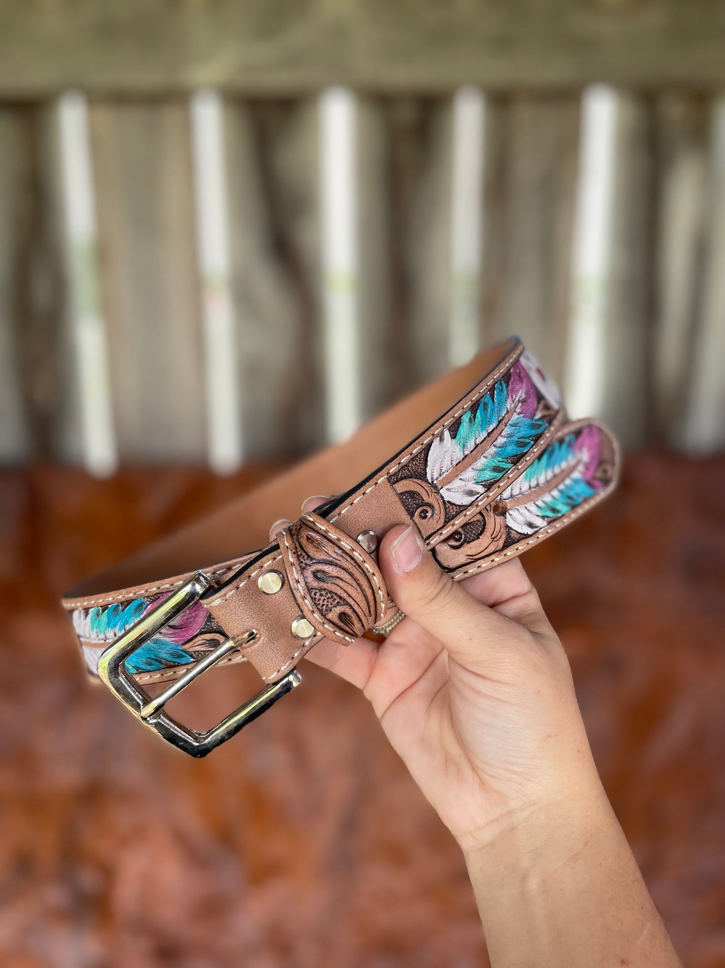 Wild Card Tooled Leather Belt