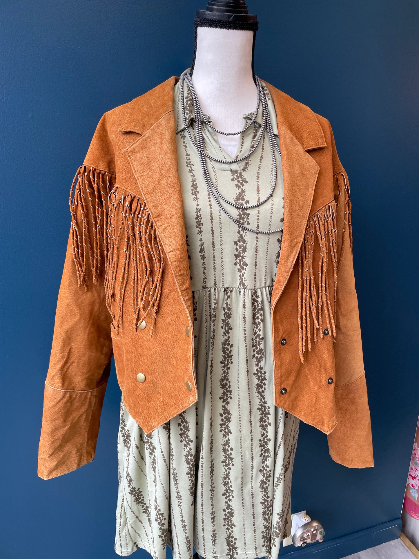 Pre-Loved //  Western Twisted Fringe Roughout Leather Jacket by Leather Zone