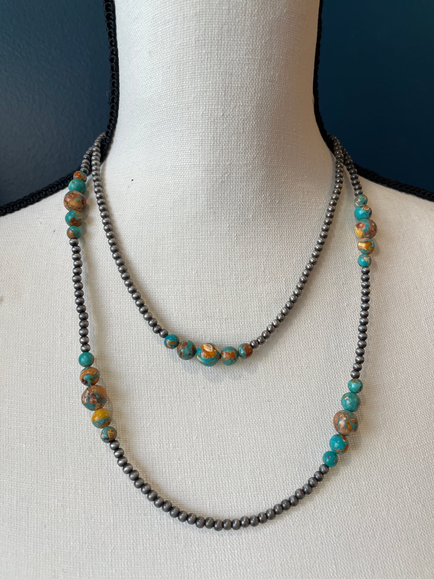 Two Strand Graduated Multi-Stone Accent Necklace