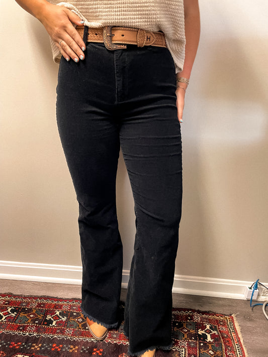 Corduroy Flare Jeans in Black