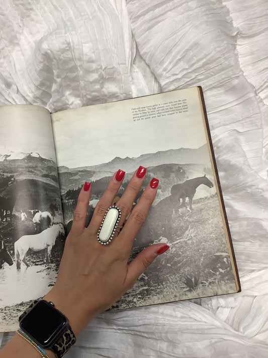 Elongated White Buffalo Ring