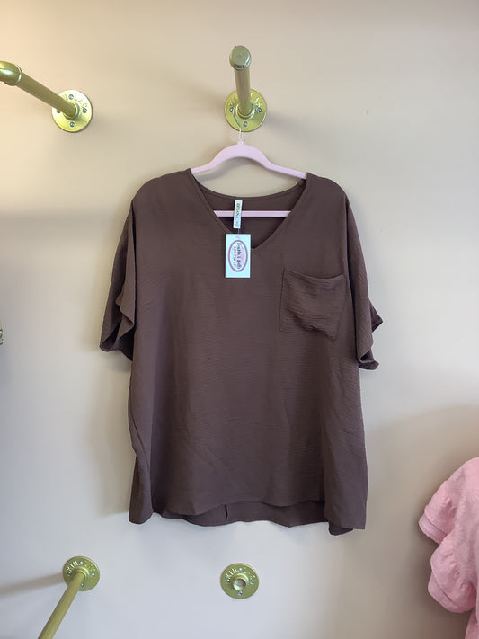 Oversized Dolman Sleeve Top // Brown