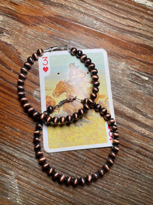 Copper Navajo Pearl Hoop Earrings