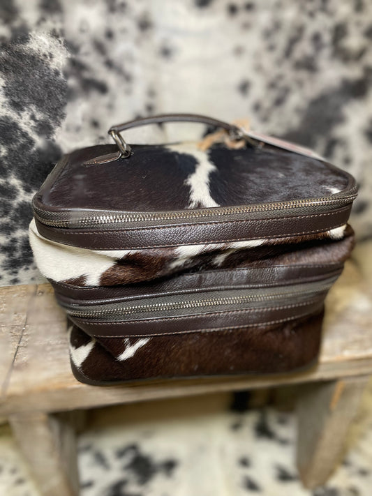 XL Double Decker Cowhide Makeup Case