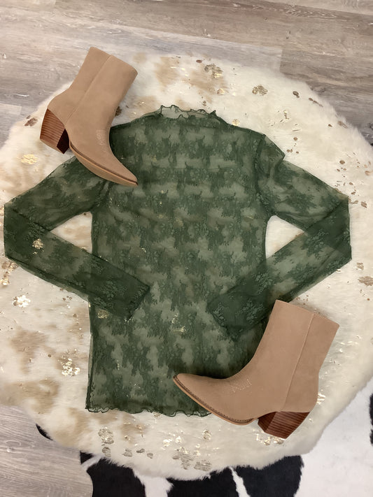 Cowgirl Core Lace Top // Olive