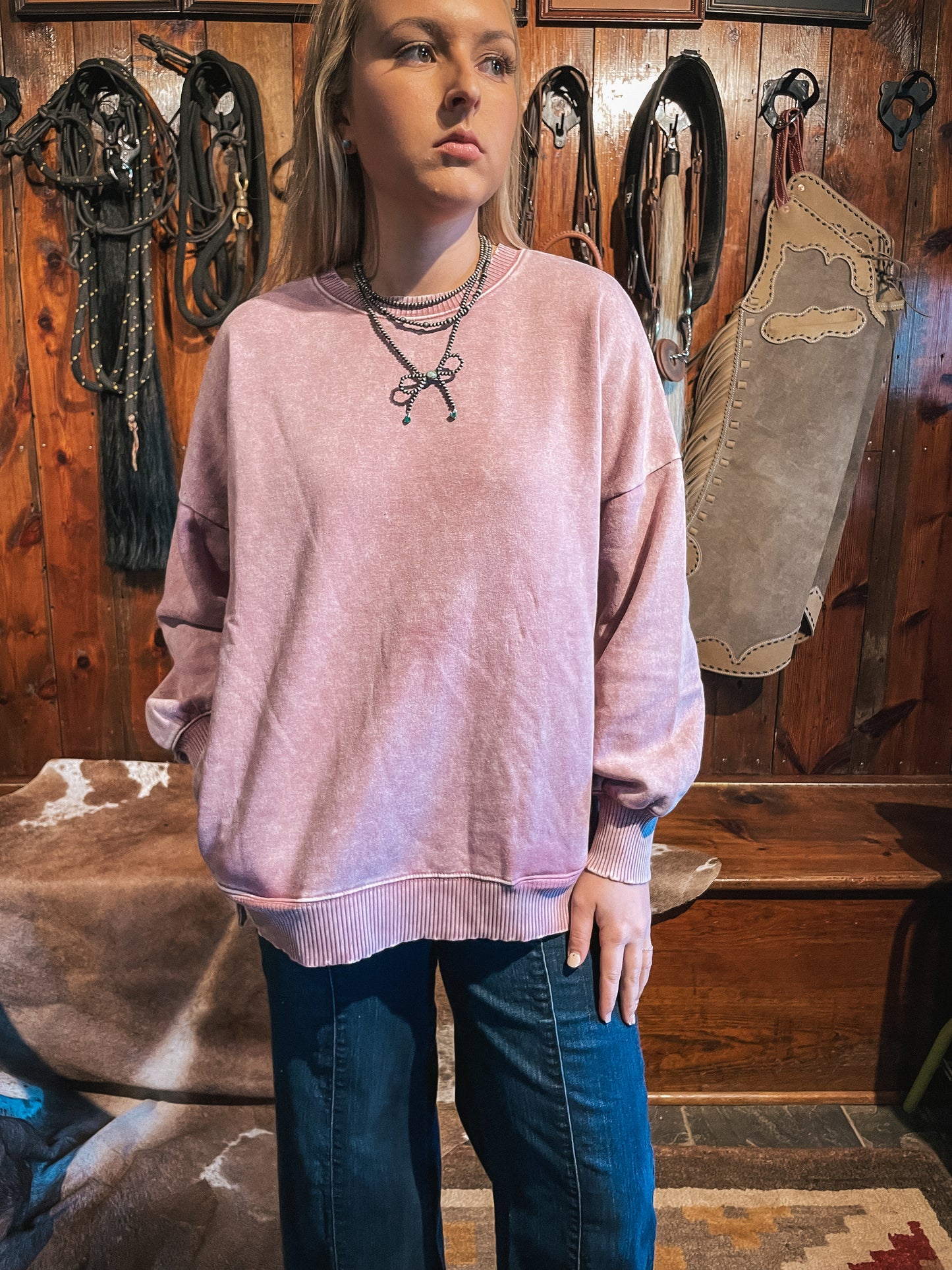 Hadley Basic Crewneck Sweatshirt in Dusty Rose