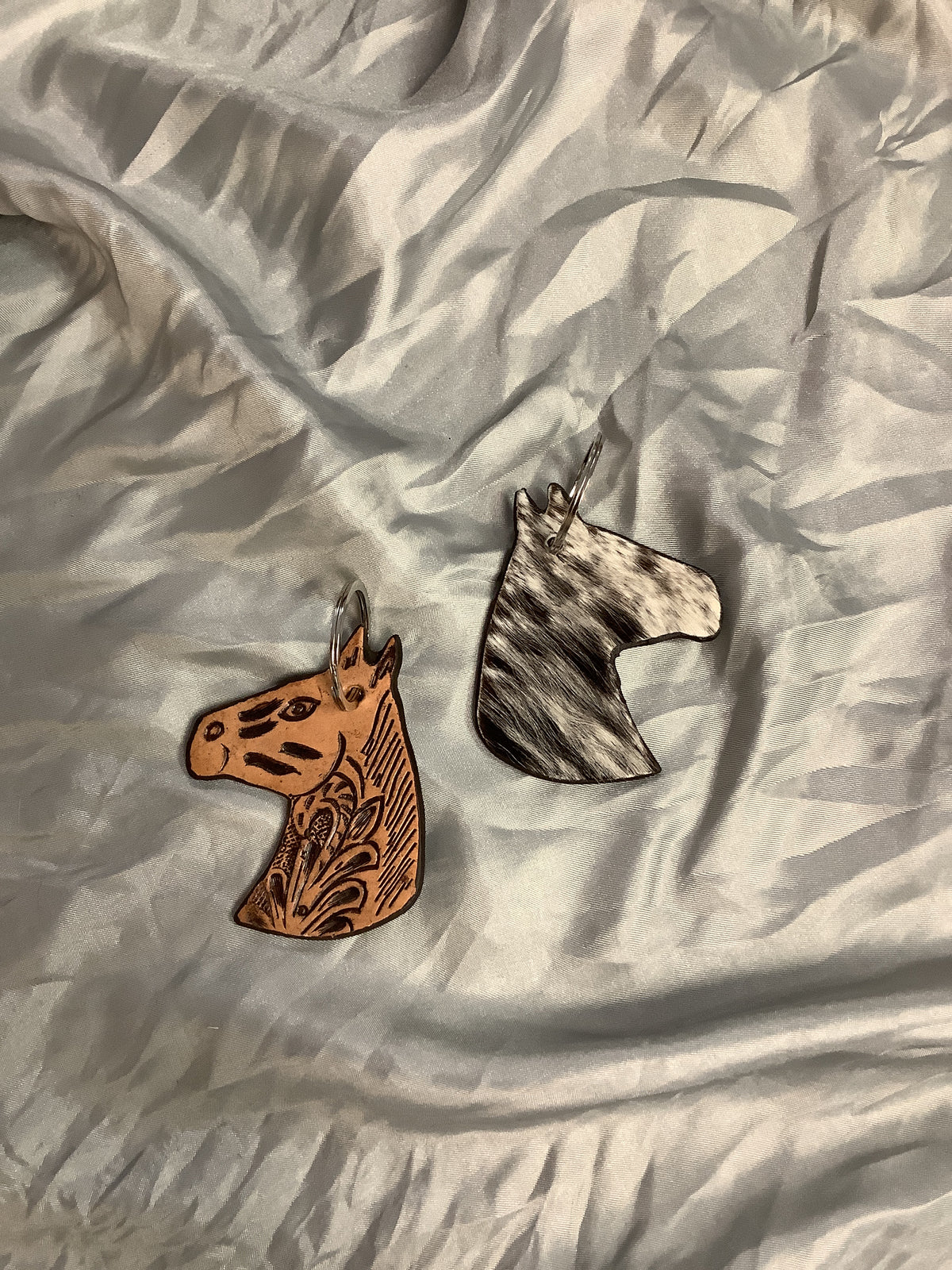 Bloom and Bridle Cowhide Keychain