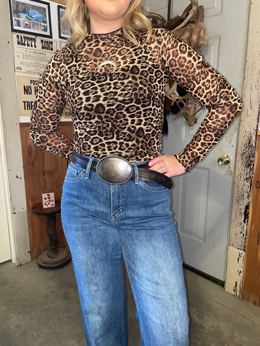 Cheetah Print Mesh Top