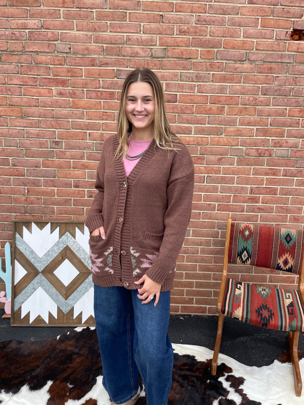 Chunky Knit Aztec Cardigan // Horse Head