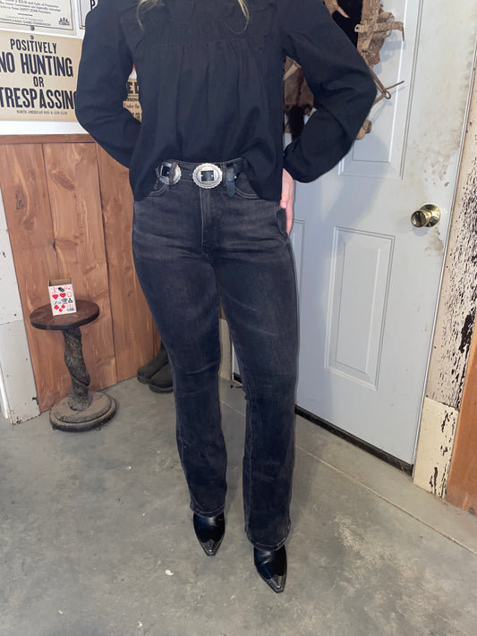 Judy Blue High Waist Tummy Control Bootcut in Washed Black