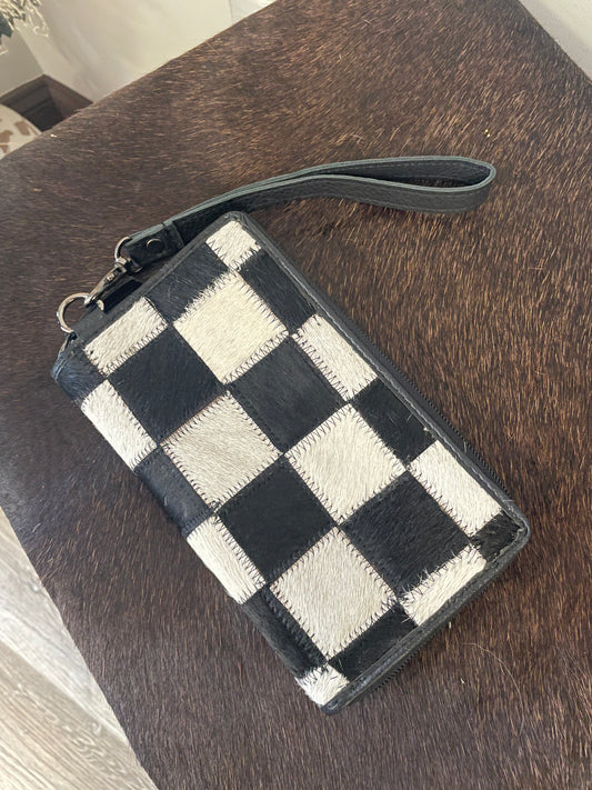 Checkered Cowhide Wallet