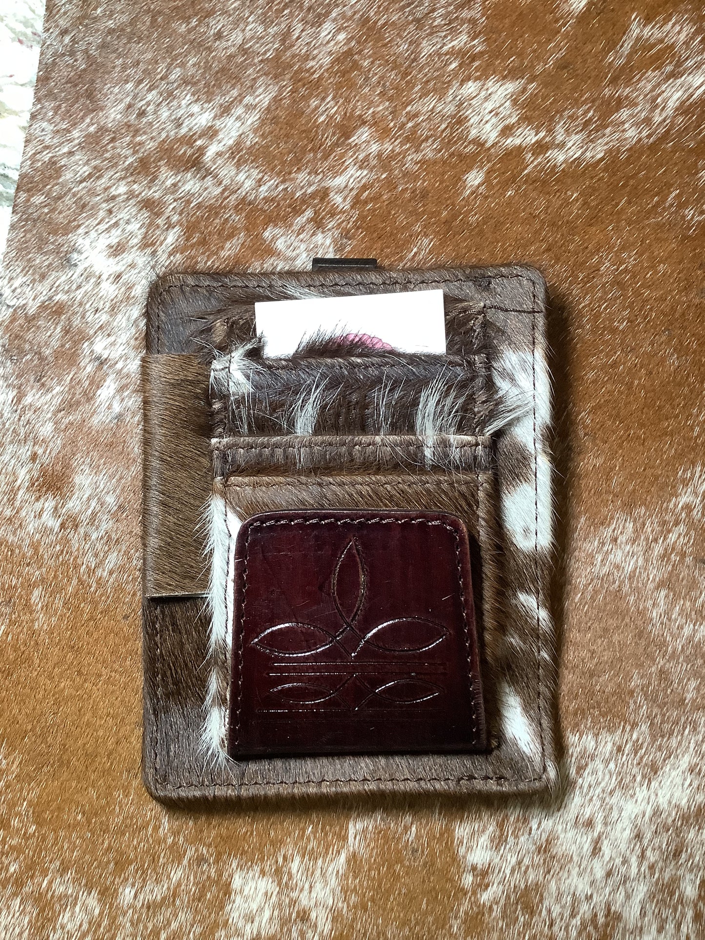 Boot Stitch Visor Organizer Clip in Brown Cowhide