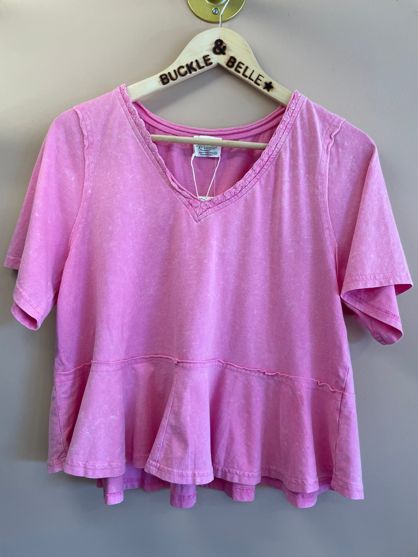 Flowy Mineral Wash Top // Pink