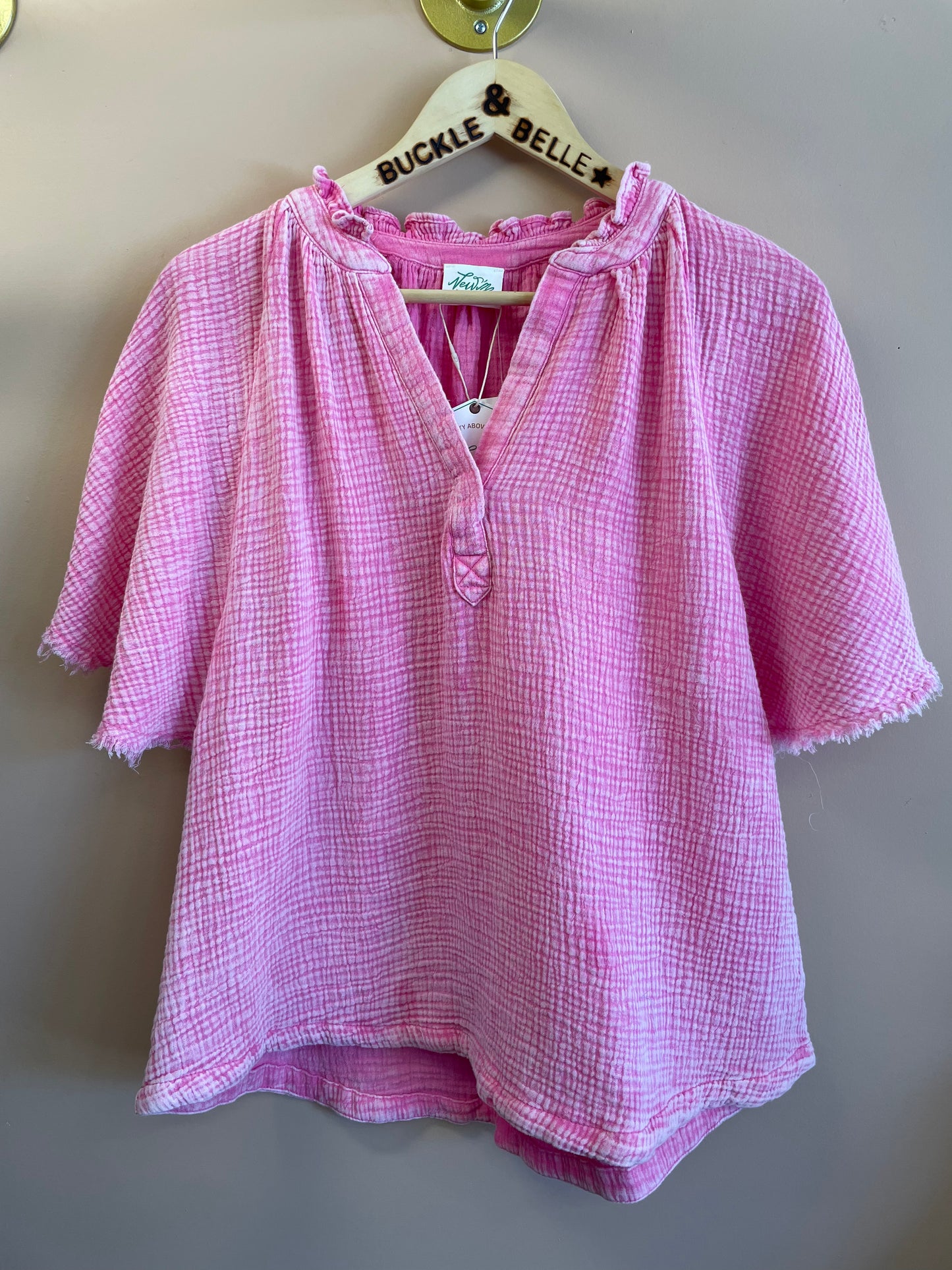 Gauze Butterfly Top // Pink