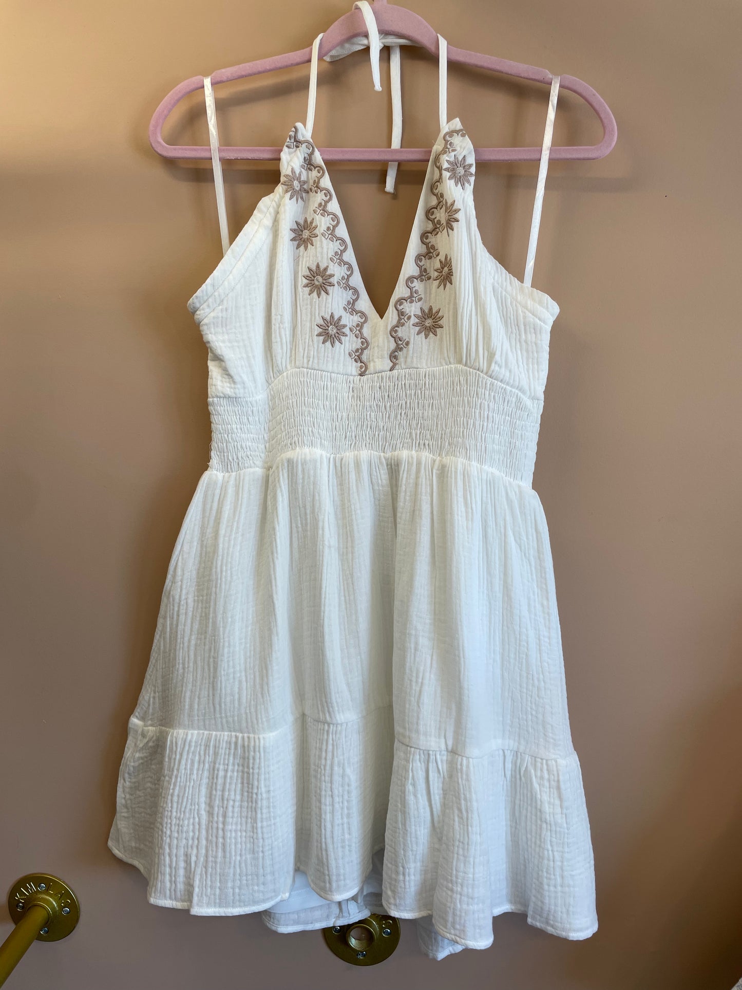 Jaycee Gauze Halter Top Mini Dress