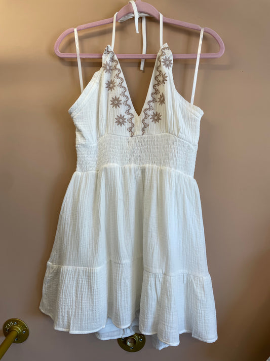 Jaycee Gauze Halter Top Mini Dress