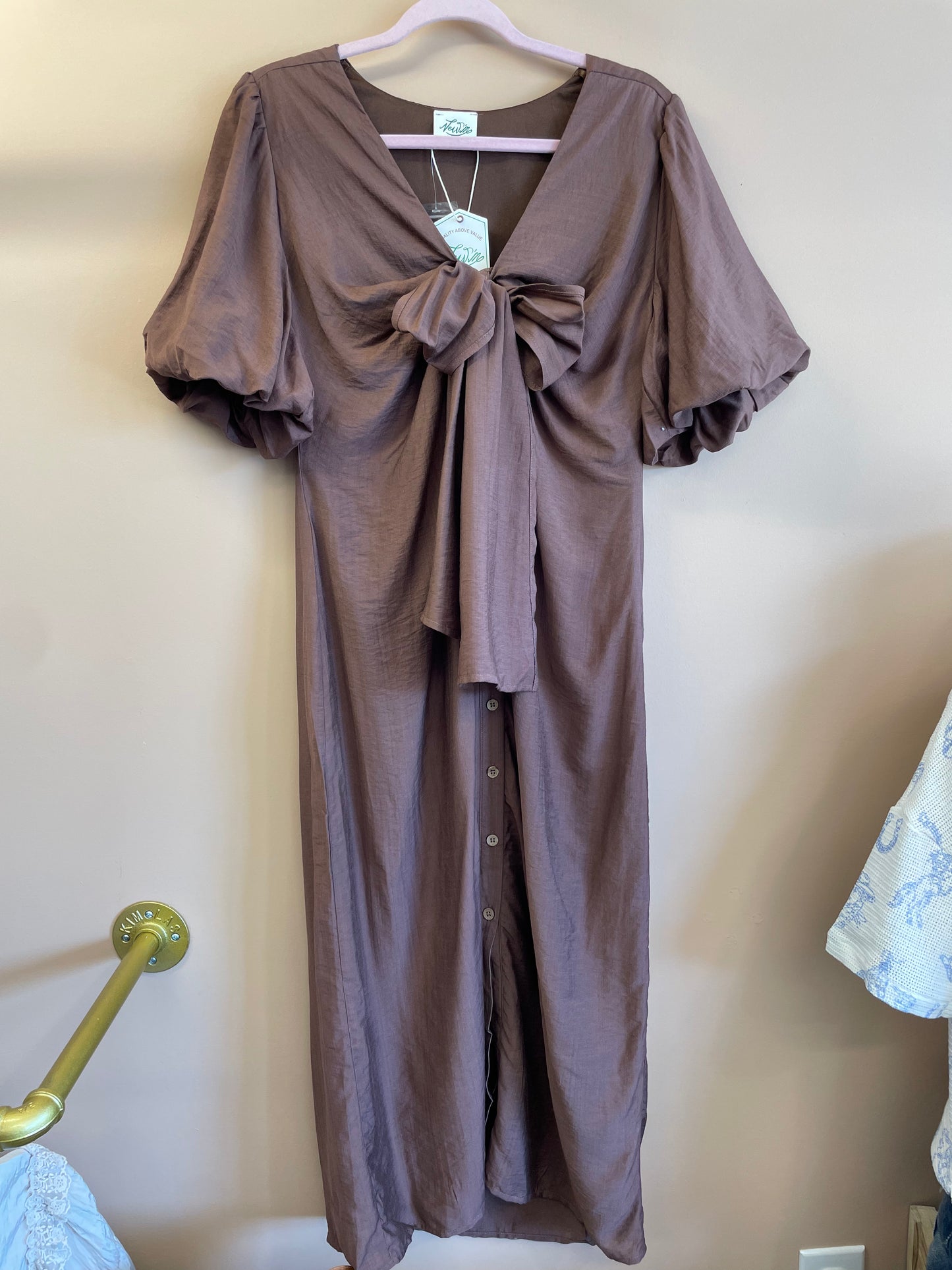 High Call Button Dress // Chocolate