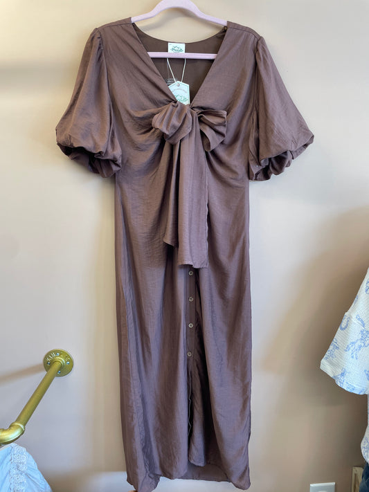 High Call Button Dress // Chocolate