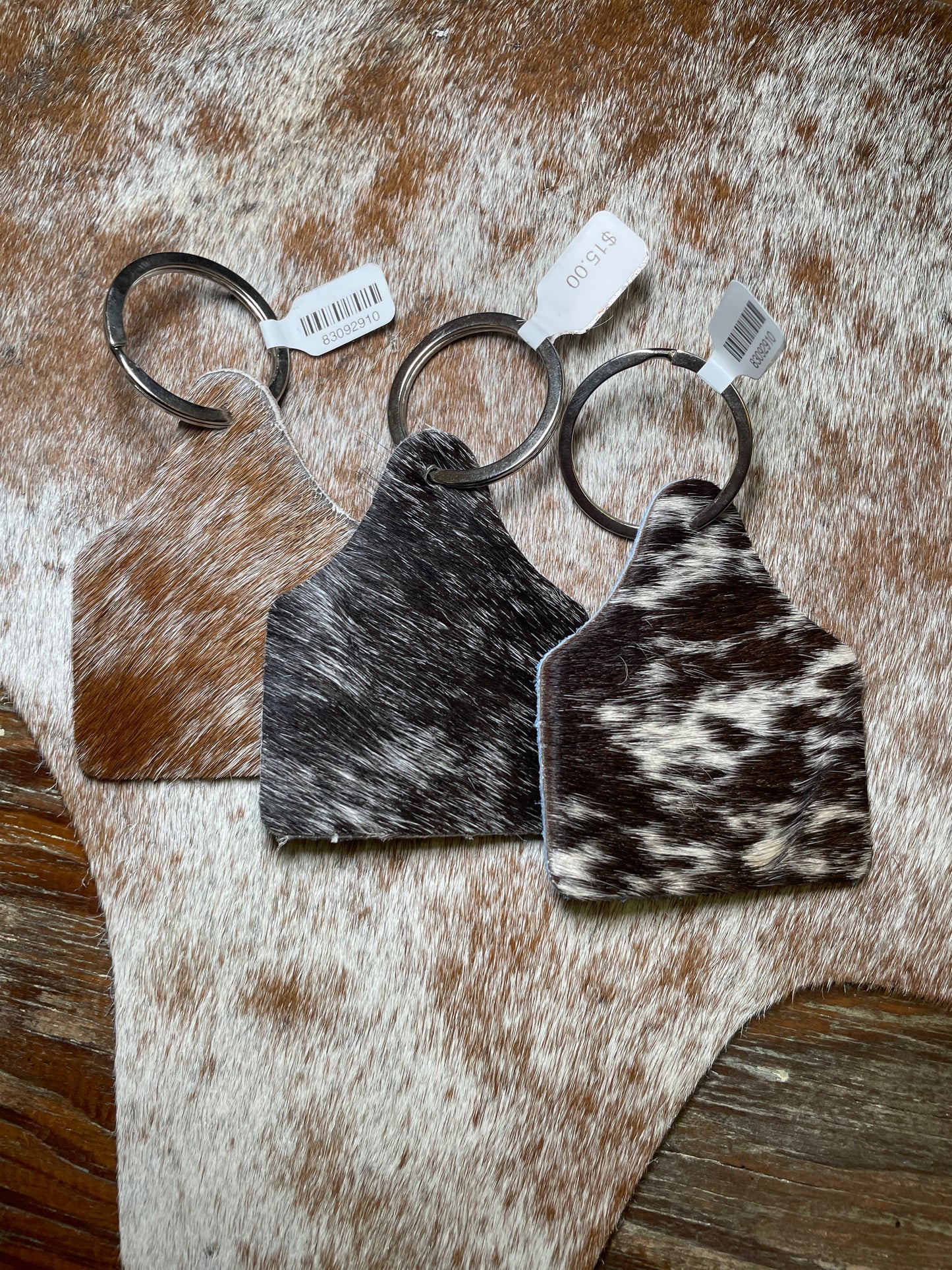 Ear Tag Cowhide Keychain