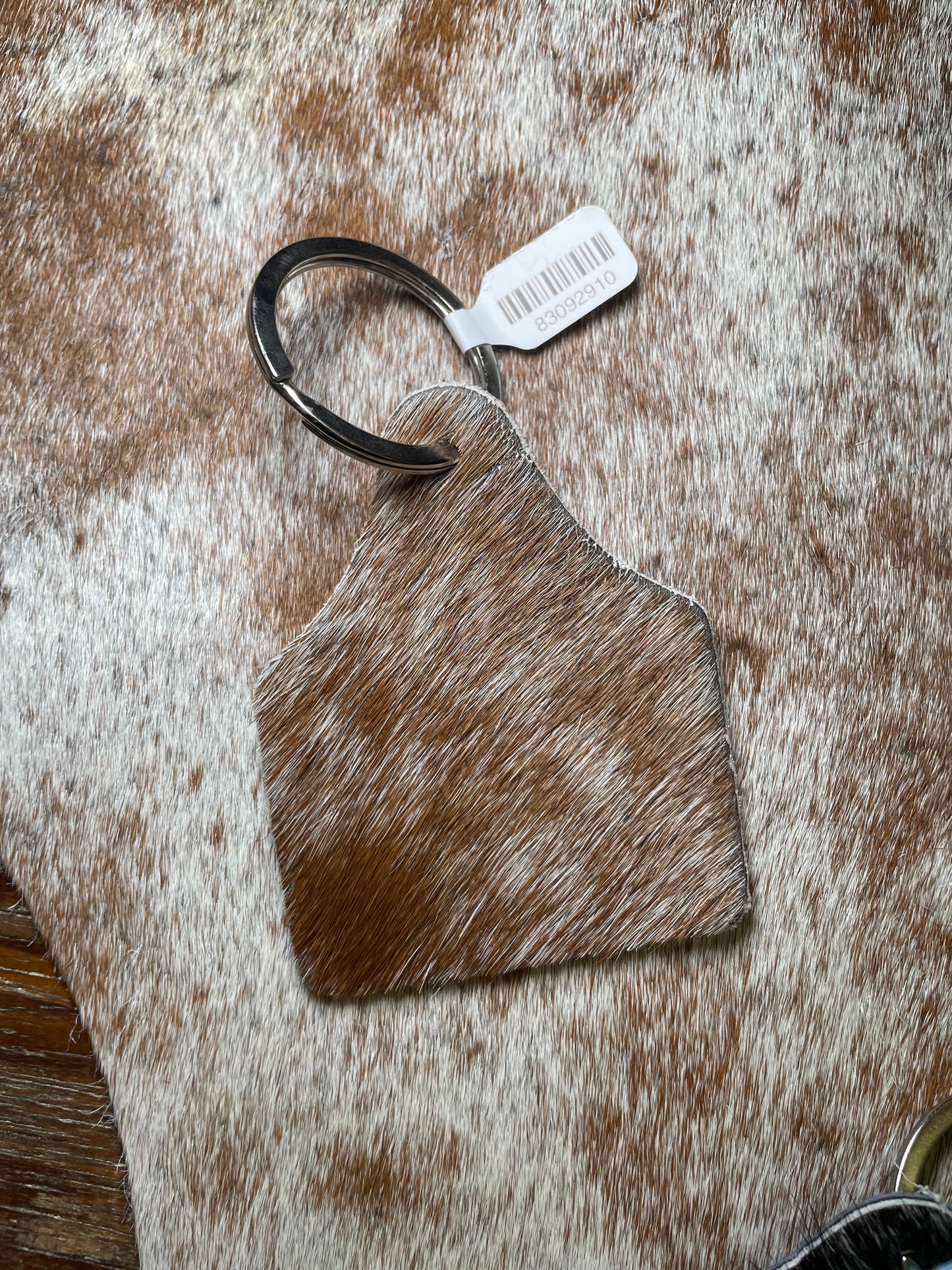 Ear Tag Cowhide Keychain