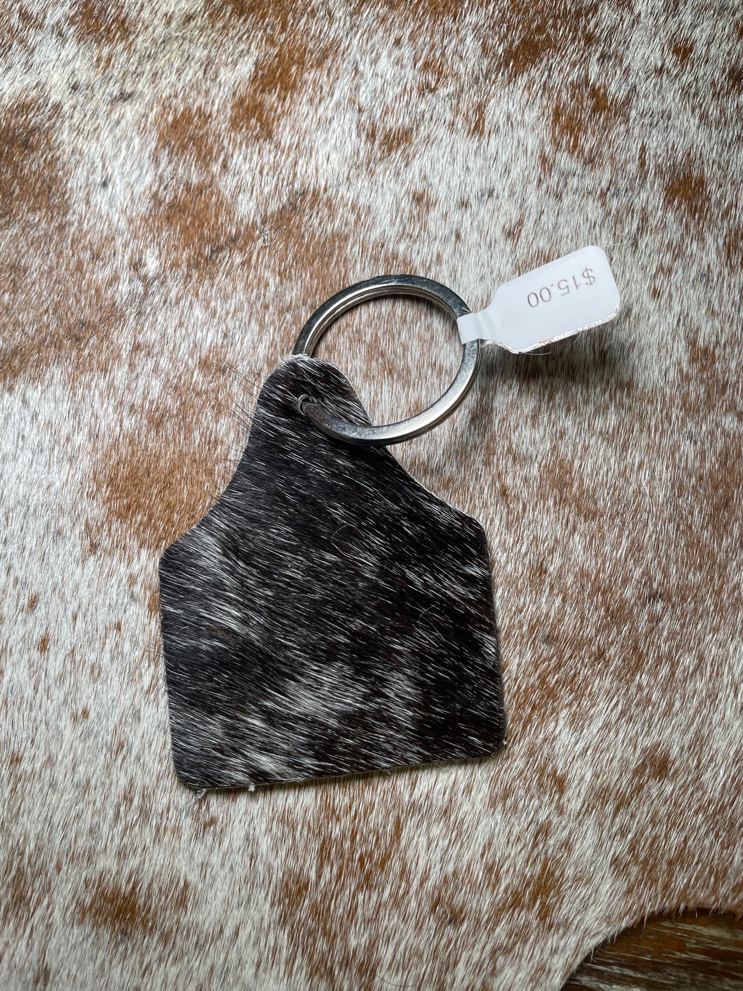 Ear Tag Cowhide Keychain