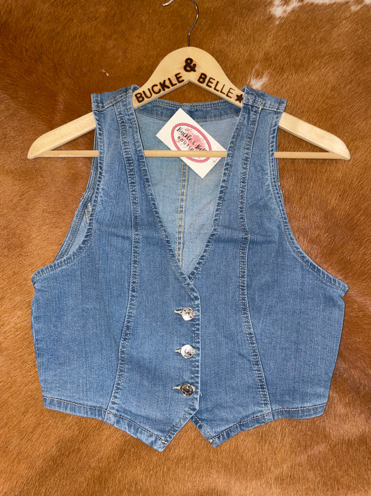 Roughstock Denim Vest in Medium Wash