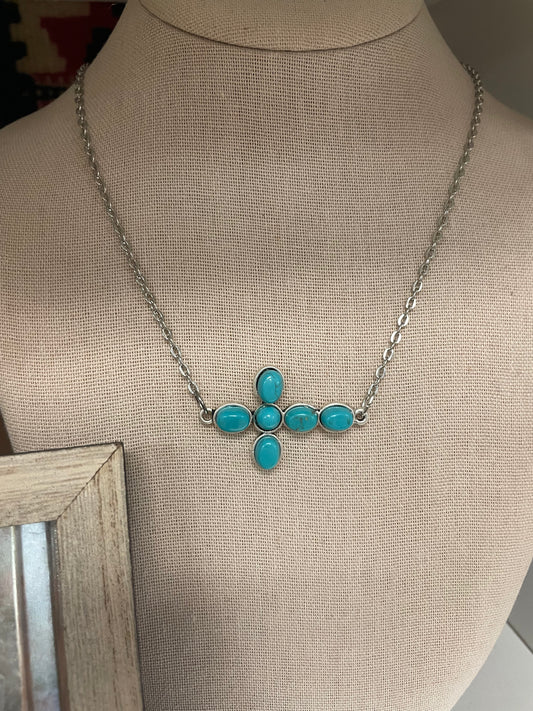 Turquoise Cross Layering Necklace