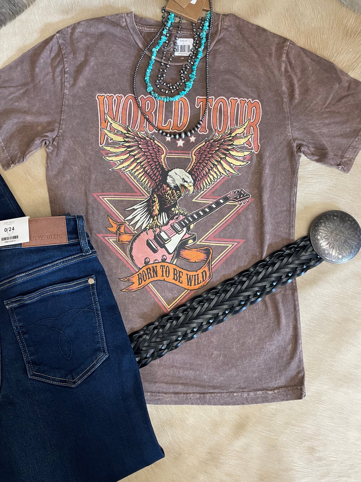 Born Free Mineral Wash Graphic Tee // Mocha
