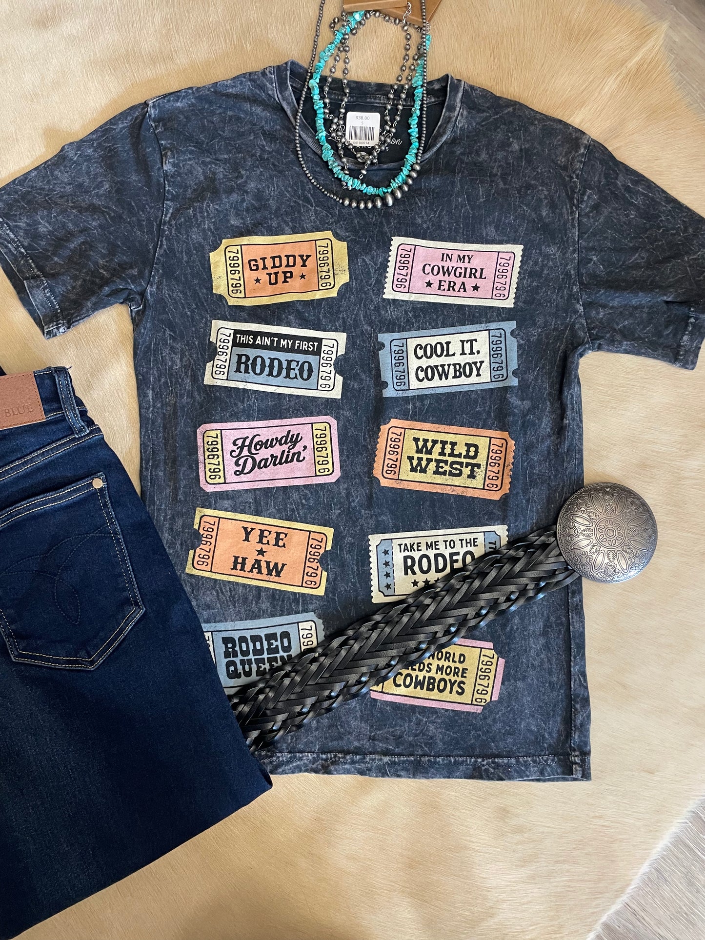 Cowboy Movie Club Mineral Wash Graphic Tee // Black