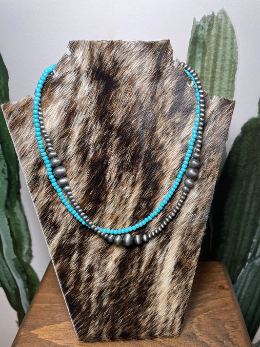 Two-Strand Turquoise & Navajo Pearl Necklace