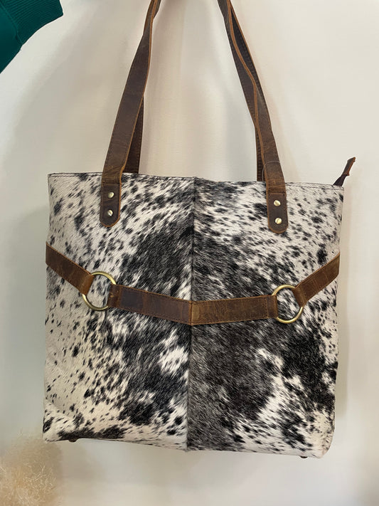 The Short Go Genuine Leather + Cowhide Tote Bag