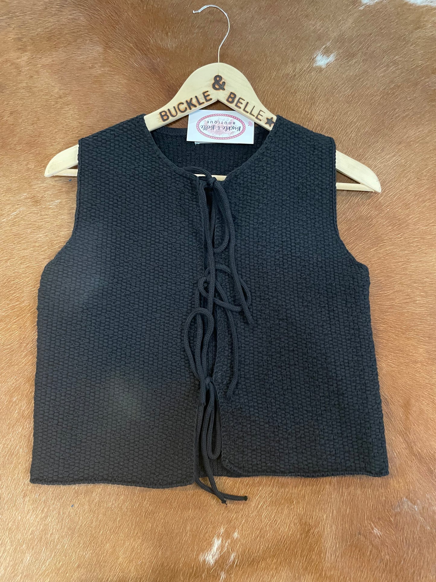 Kate Knobby Sweater Vest in Black