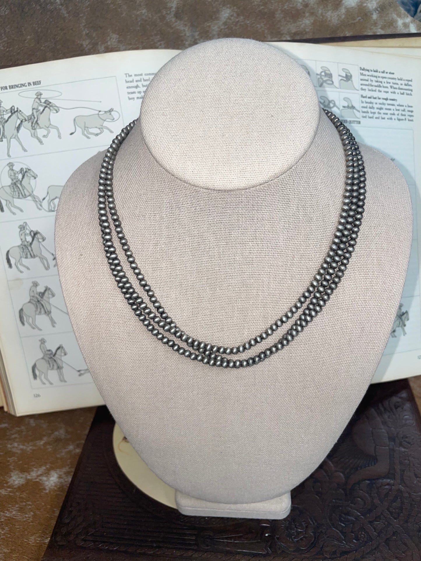 4mm Navajo Pearl Necklace // Three-Strand