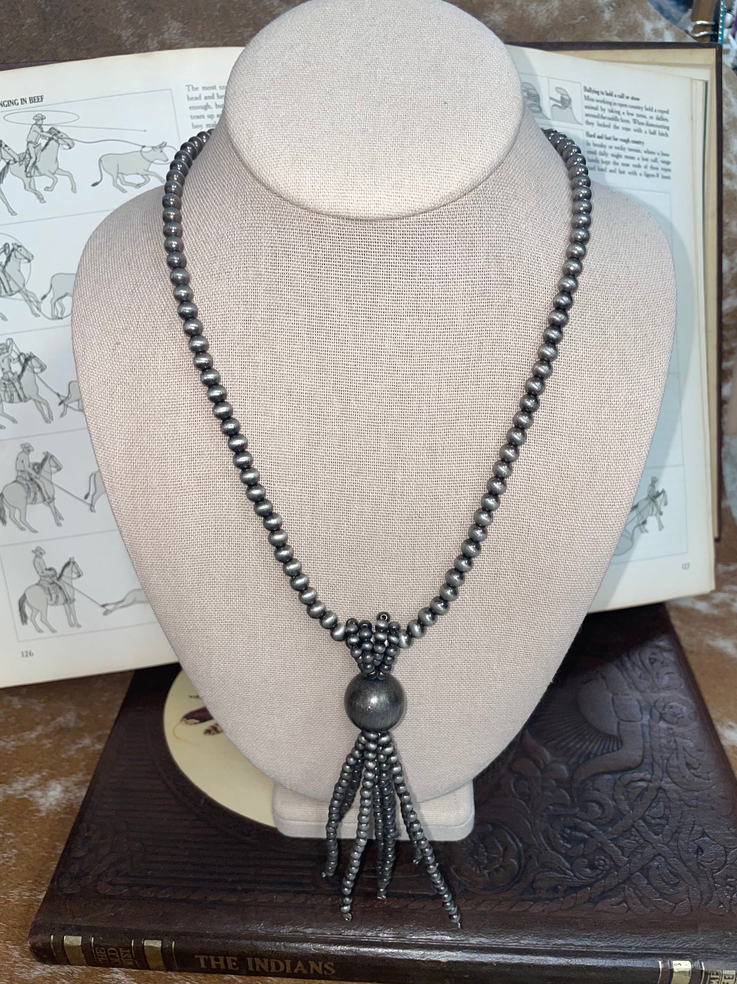 Navajo Pearl Tassle Necklace // Extra Long