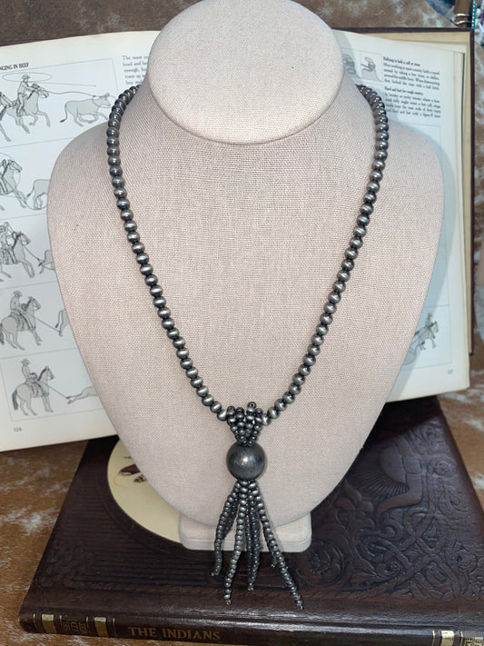 Navajo Pearl Tassle Necklace // Extra Long