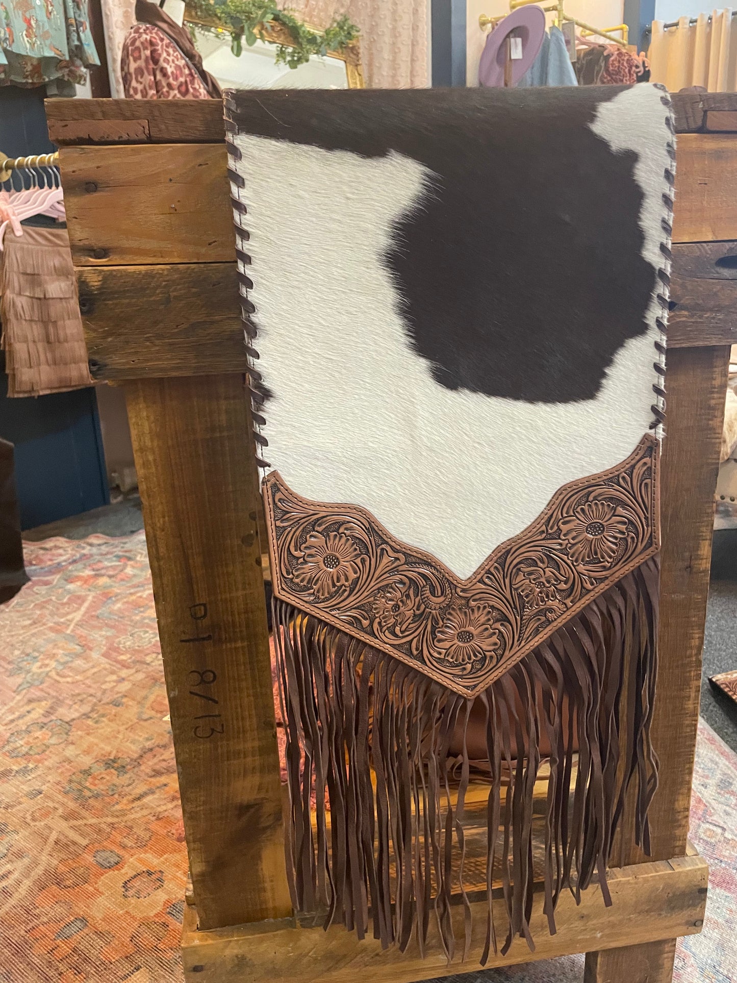 Genuine Cowhide Table Runner with Fringe No. 2